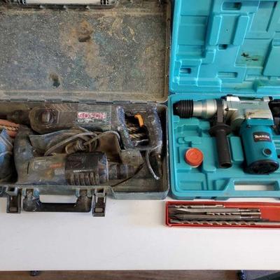 8041: Makita and Bosch Rotary Hammer Drills
Bosch Rotary Hammer Drills 11224VSR & 11234VSR. Makita 6914D. Misc bits also included