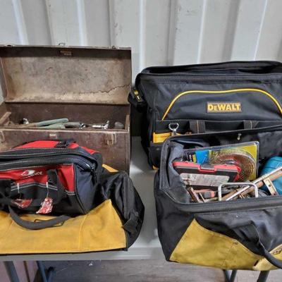 8075: Various Hand Tools, Tool Box, 4 Carry Bags
Tool brands such as Milwaukee, pittsburgh, craftsman, black & decker and more. 3 DeWalt...