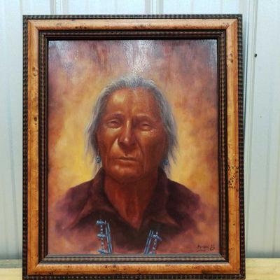 3713: Vintage Framed Original Navajo Oil Painting On Canvas
16x19