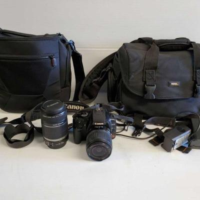 8033: Canon EOS Rebel XTi, EFS 18-55mm & 55-250mm Lenses, Two Bags
Canon EOS Rebel XTi, EFS 18-55mm & 55-250mm Lenses, Two Bags
