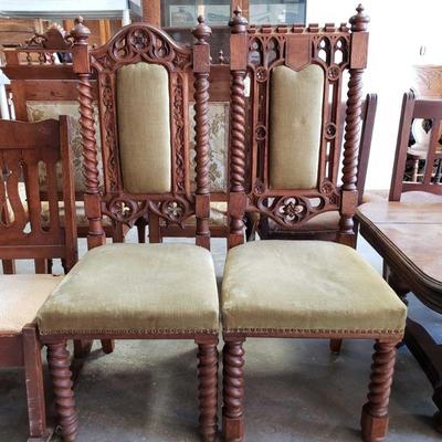 2023-Antique King & Queen Carved Wood Dining Chairs
Each measure approx. 17
