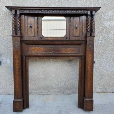2001: Antique Wood Fire Place Mantel w/ Mirror
Measures approx. 64