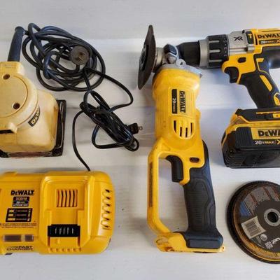 8036: DeWalt Drill Driver, Cut-off tool, Sander, Charger, Battery and Cut-off wheels
DeWalt Drill Driver, Cut-off tool, Sander, Charger,...