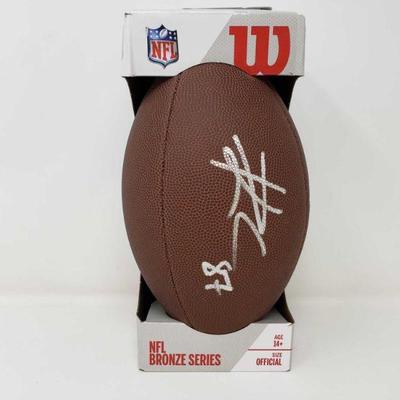3746: NFL Bronze Series Wilson Football Autographed by Travis Kelce with GACA
NFL Bronze Series Wilson Football Autographed by Travis...