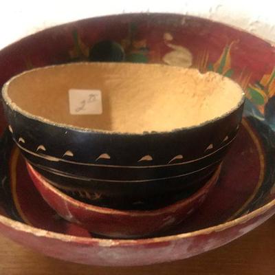 Hand Carved and Painted Antique Bowls 