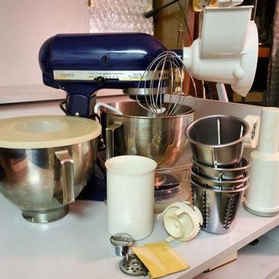 Blue KitchenAid Mixer w/Accessories