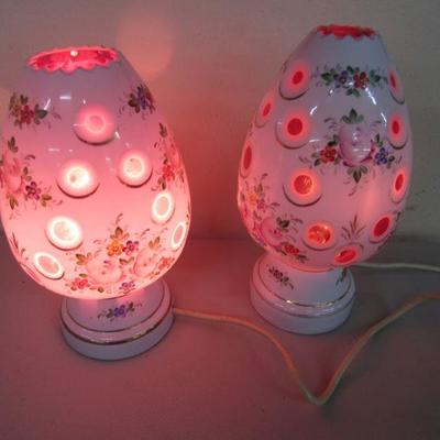 Pair of Bohemian Cranberry Case Glass Lamps
