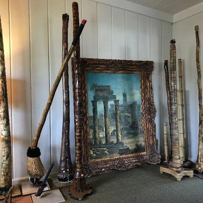 Didgeridoos and painting by Lamarrack