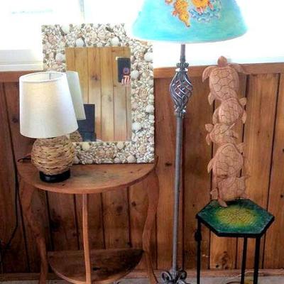 HFS028 End Tables, Lamps, Shell Mirror & More