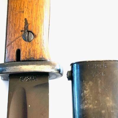 WWII GERMAN K98 BAYONET, S/245 MATCHING NUMBERS