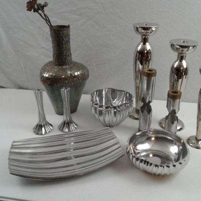 6 Dansk Collectible Pieces with Other Chrome and Copper Collectibles