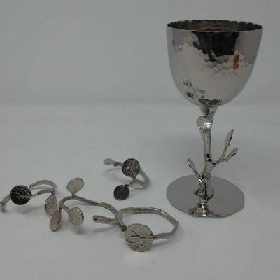 Michael Aram Botanical Napping Rings and Leaf Kiddush Cup