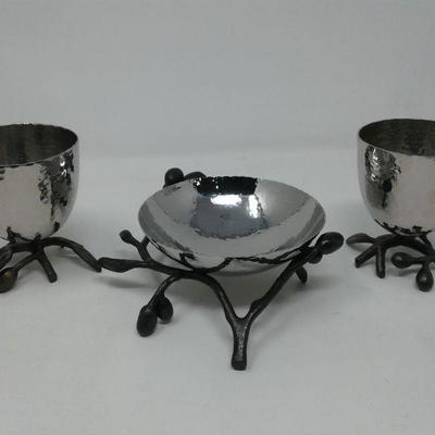 Michael Aram Olive Branch Nut Dish and Two Cups