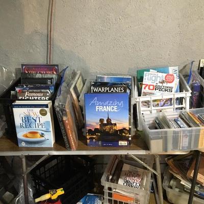 military airplane books, language software, guitar books