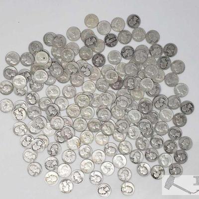 Approx 164 Pre 1964 Silver Quarter's, Weighs Approx 1,043.1g
Approx 164 Pre 1964 Silver Quarter's, Weighs Approx 1,043.1g