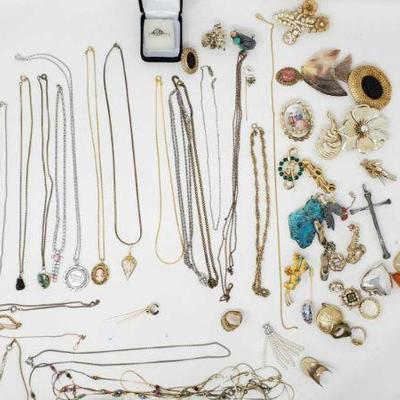 Various Costume Jewelry- included rings, pins, necklaces, and more !