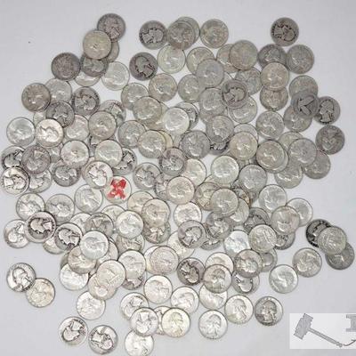 Approx 163 Pre 1964 Silver Quarter's, Weighs Approx 1,013.9g
Approx 163 Pre 1964 Silver Quarter's, Weighs Approx 1,013.9g