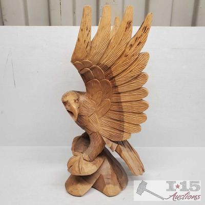 Eagle Wood Statue
Measures approx 13"x25"