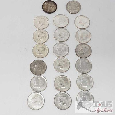 20 1964 Kennedy Silver Half Dollars, Weighs Approx 249.5g
20 1964 Kennedy Silver Half Dollars, Weighs Approx 249.5g