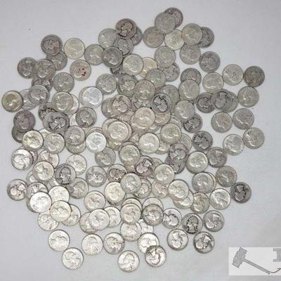 Approx 161 Pre 1964 Silver Quarter's, Weighs Approx 1,001.2g
Approx 161 Pre 1964 Silver Quarter's, Weighs Approx 1,001.2g