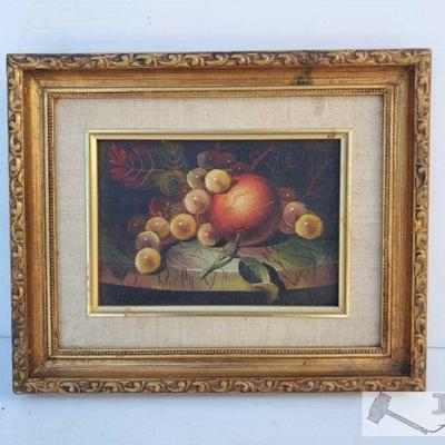 Fruit Oil Painting, Framed
5.5" x 7" oil painting. 9" x 10.75" golden frame.
