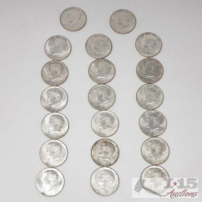 20 1964 Kennedy Silver Half Dollars, Weighs Approx 250.5g
20 1964 Kennedy Silver Half Dollars, Weighs Approx 250.5g