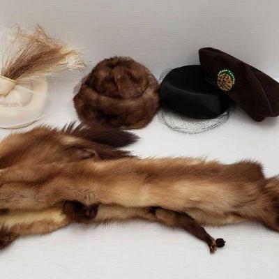 4425: Various Styled Hats, and Mink Scarf
Various Styled Hats, and Mink Scarf