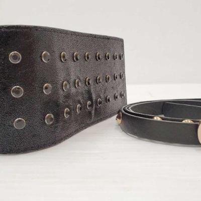 702: 2 Belts
2 Blets Brands Include bebe measures approx and other unknown measures approx 38" size 9/10