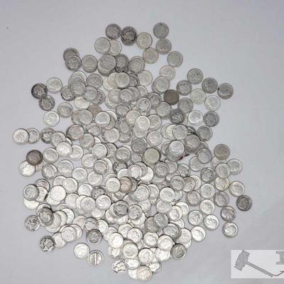 Pre 1964 Silver Dimes, Weighs Approx 725.7g
Approx 291 Pre 1964 Silver Dimes, Weighs Approx 725.7g
