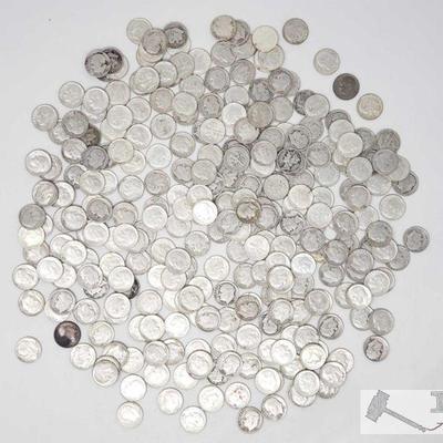 Approx 275 Pre 1964 Silver Dimes, Weighs Approx 732.7g
Approx 275 Pre 1964 Silver Dimes, Weighs Approx 732.7g