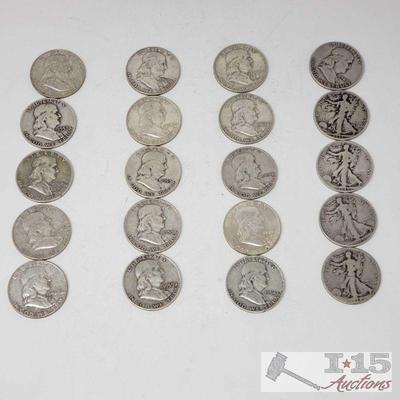 17 1935-1945 Walking Liberty Silver Half Dollars. Weighs Approx 208.9g
17 1935-1945 Walking Liberty Silver Half Dollars. Weighs Approx...