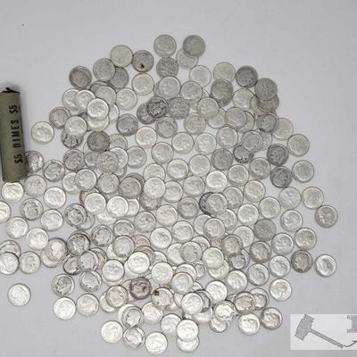Approx 307 Pre 1964 Silver Dimes, Weighs Approx 760g
Approx 307 Pre 1964 Silver Dimes, Weighs Approx 760g