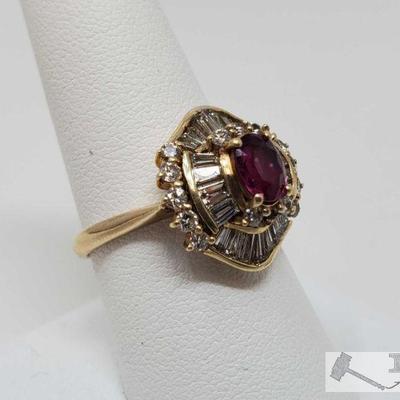 14k Gold Diamond Ruby Ring Weighs Approx 5.5g
14k Gold Diamond Ruby Ring Weighs Approx 5.5g, Approx Size 9
