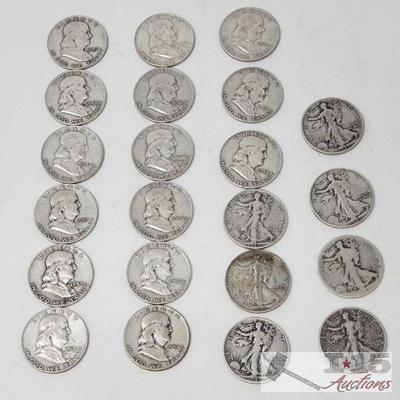 Walking Liberty Silver Half Dollars, and Franklin Silver Half Dollars Weighs Approx 272.2g
7 1942-1942 Walking Liberty Silver Half...