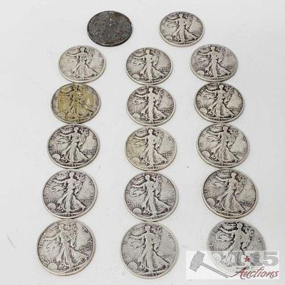 17 1935-1945 Walking Liberty Silver Half Dollars. Weighs Approx 208.9g
17 1935-1945 Walking Liberty Silver Half Dollars. Weighs Approx...