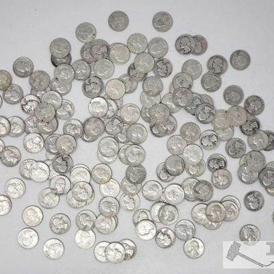 Approx 163 Pre 1964 Sliver Quarter's Weighs Approx 1,000g
Approx 163 Pre 1964 Sliver Quarter's Weighs Approx 1,000g
