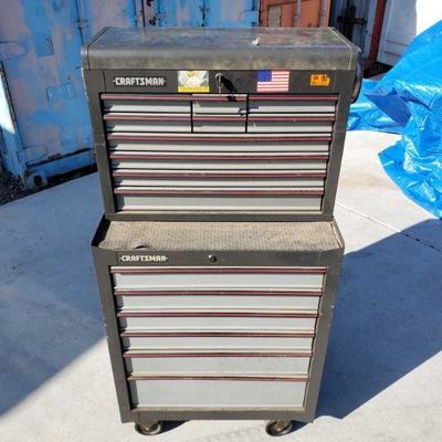 Craftsman Tool Cabinet, Tools Included
Craftsman tool cabinet.16 drawers, locking, and rolling. Magnetic with magnet trays. Height: 53