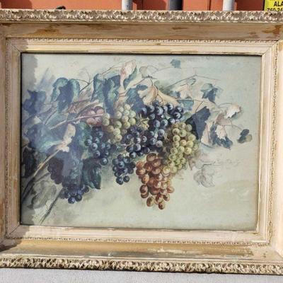 Signed Framed Dated Painting - Grape Vines
Z. V. Hopper 1906, painting of grapes 21.5
