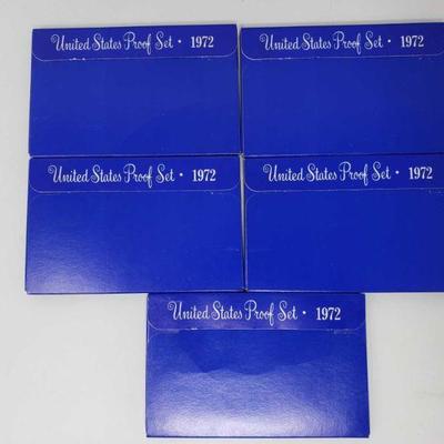 1972, 1977, and 1982 United States Proof Sets
Five 1972 United States Proof Sets, Five 1977 United States Proof Sets, and Five 1982...