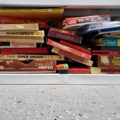 5579: Vintage Board Games
Scrabble, Clue, Chinese Checkers, Aggravation, Yahtzee, Monopoly, Tripoley, Uno, and more.