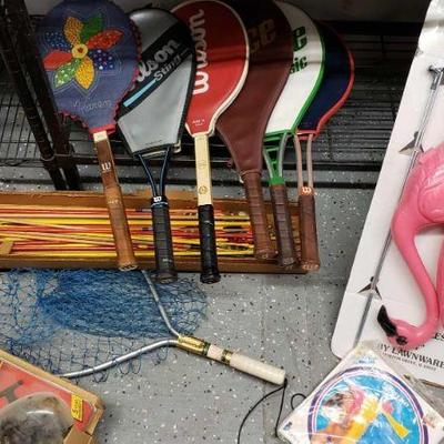 5 Outdoors Gear
Tennis rackets, fishing gear, lawn flamingos, arrows.