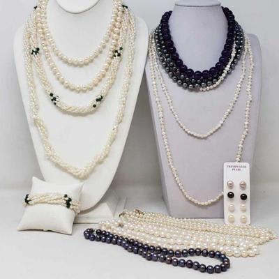 Assorted Pearl Necklaces, Pearl Earrings, Pearl Bracelet
Assorted Pearl Necklaces, Pearl Earrings, Pearl Bracelet