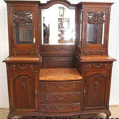  ANTIQUE French Oak 2 Piece Marble Top Curio Buffet with Key

Auction Estimate $400-$800 â€“ Located Inside 