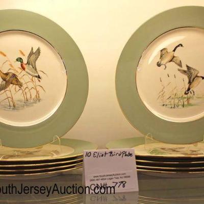  Set of 10 Eliot Fine Chinaâ€ Decorative Duck Dinner Plates

Auction Estimate $100-$200 â€“ Located Glassware 