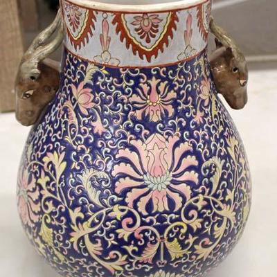  Porcelain Asian Vase with Antelope Handles

Auction Estimate $30-$60 â€“ Located Glassware 