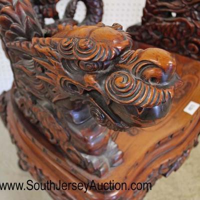  Early Asian Highly Carved and Ornate Dragon Head Hard Wood Arm Chair

Auction Estimate $300-$600 â€“ Located Inside 