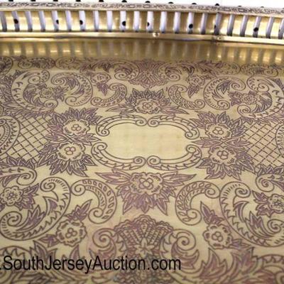  QUALITY Heavy Brass Filigree Serving Tray or Center Tray Lacquer Made in India

Auction Estimate $100-$200 â€“ Located Glassware 