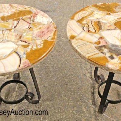  PAIR of Modern Design Marble Top Metal Base Round Lamp Tables

Auction Estimate $100-$200 â€“ Located Inside 