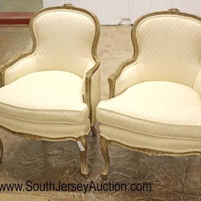 PAIR of Upholstered Country French Carved Down Cushion Decorator Chairs

Auction Estimate $200-$400 â€“ Located Inside 
