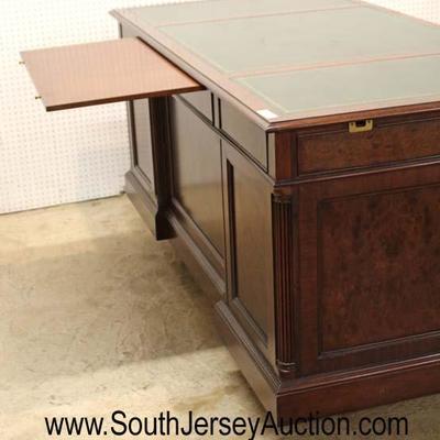  NICE Burl Mahogany â€œCouncill Furnitureâ€ Leather Top Panel Sides 9 Drawer Executor Desk with Pull Out Trays, Keys, and Wrench...